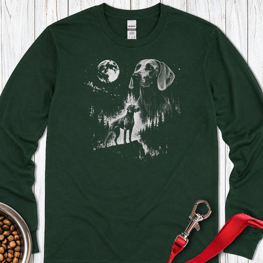Weimaraner Moon Long Sleeve — Forest Green