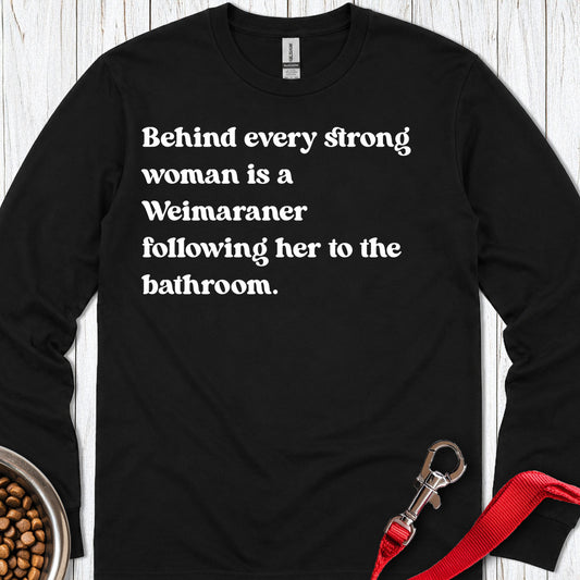 Weimaraner Strong Woman Long Sleeve — Black