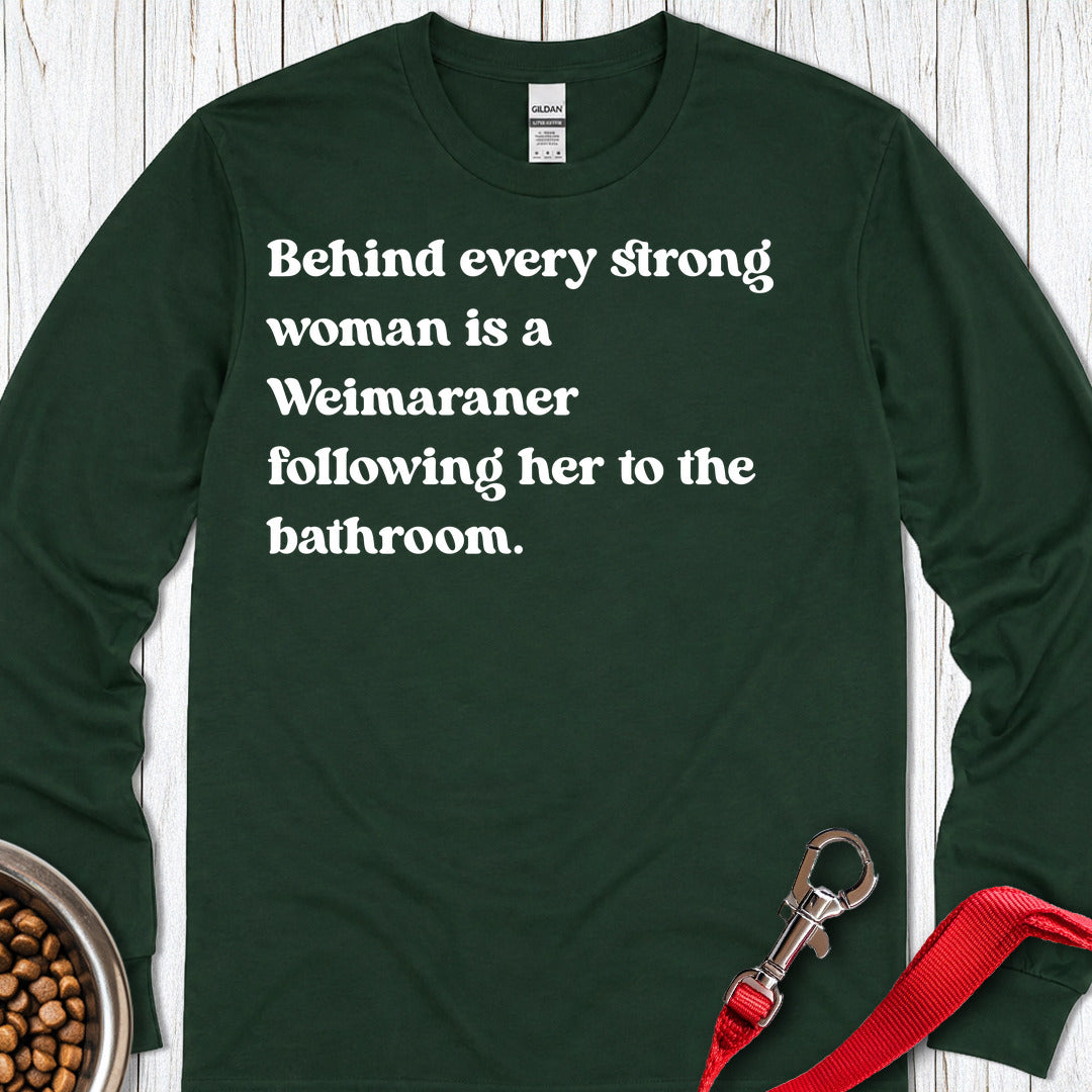 Weimaraner Strong Woman Long Sleeve — Forest Green