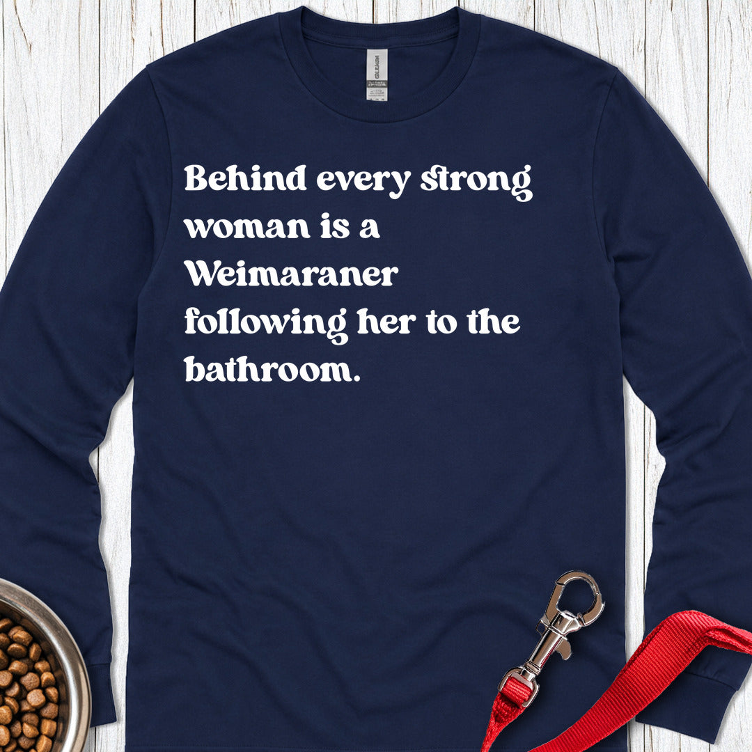 Weimaraner Strong Woman Long Sleeve — Navy