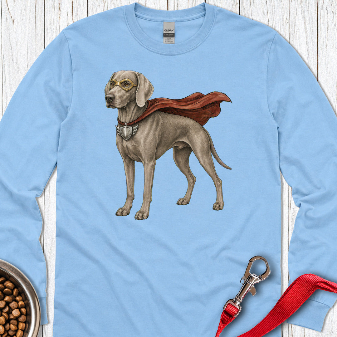 Weimaraner Superhero Long Sleeve — Carolina Blue