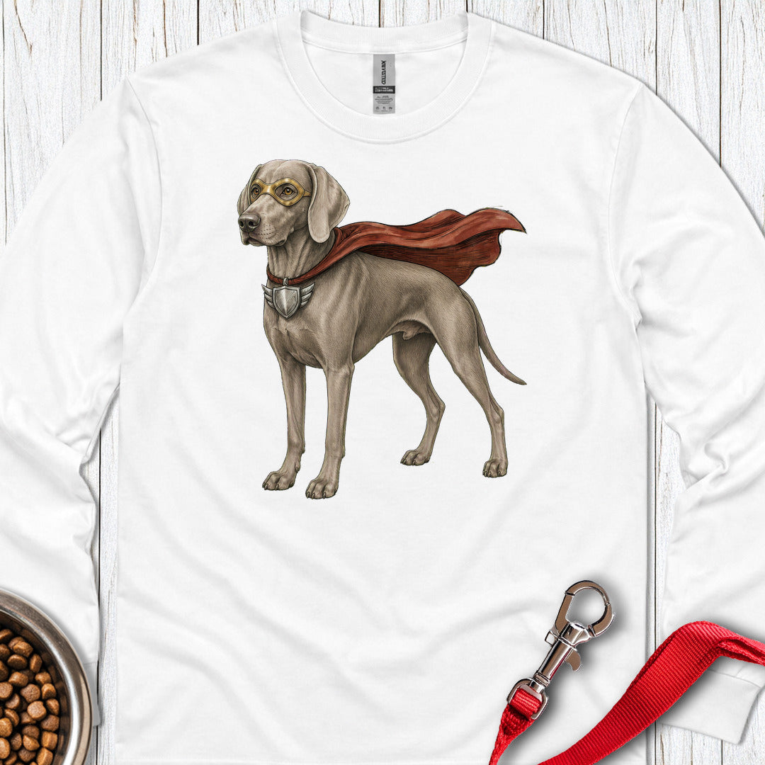 Weimaraner Superhero Long Sleeve — White
