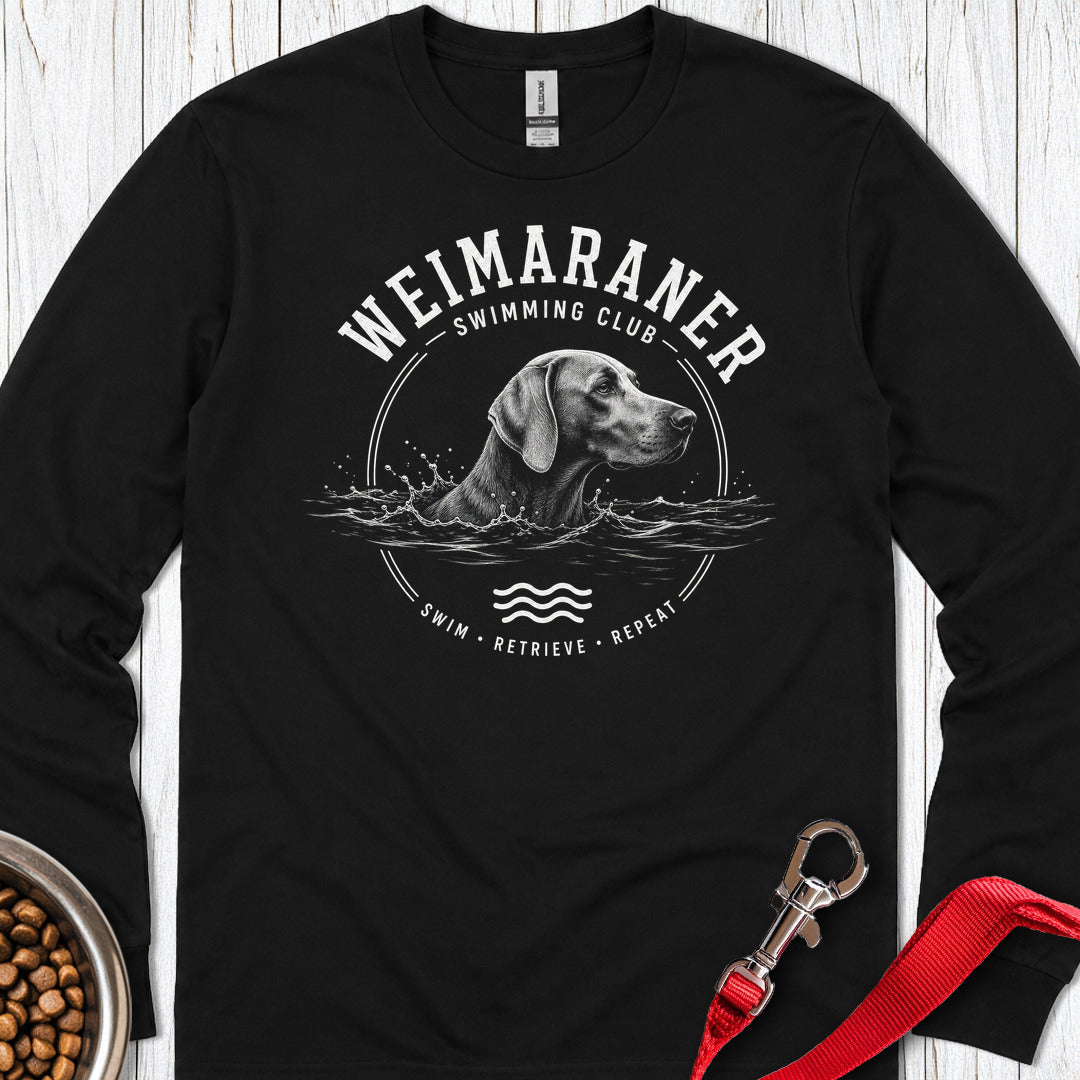 Weimaraner Swimming Club 2 Long Sleeve — Black