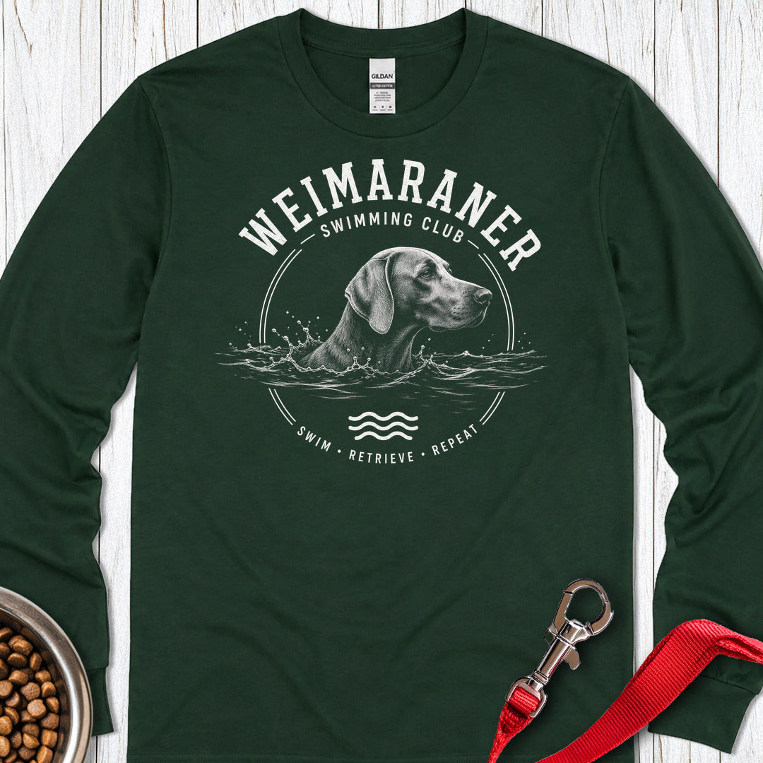 Weimaraner Swimming Club 2 Long Sleeve — Forest Green