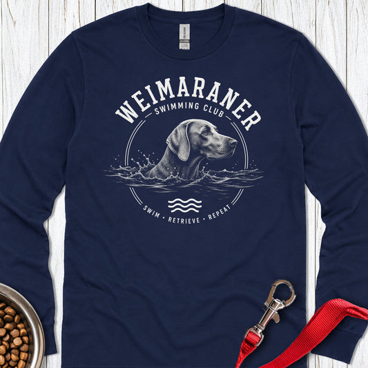 Weimaraner Swimming Club 2 Long Sleeve — Navy