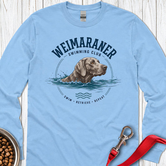 Weimaraner Swimming Club Long Sleeve — Carolina Blue