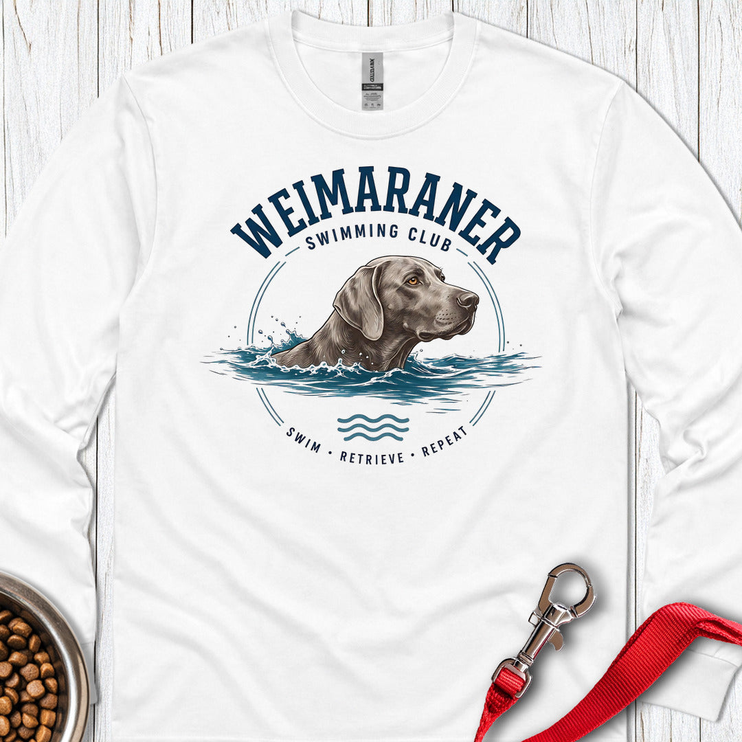 Weimaraner Swimming Club Long Sleeve — White