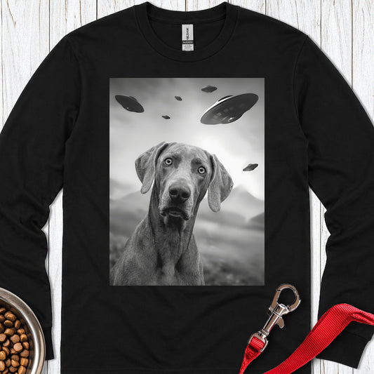 Weimaraner UFO Long Sleeve — Black