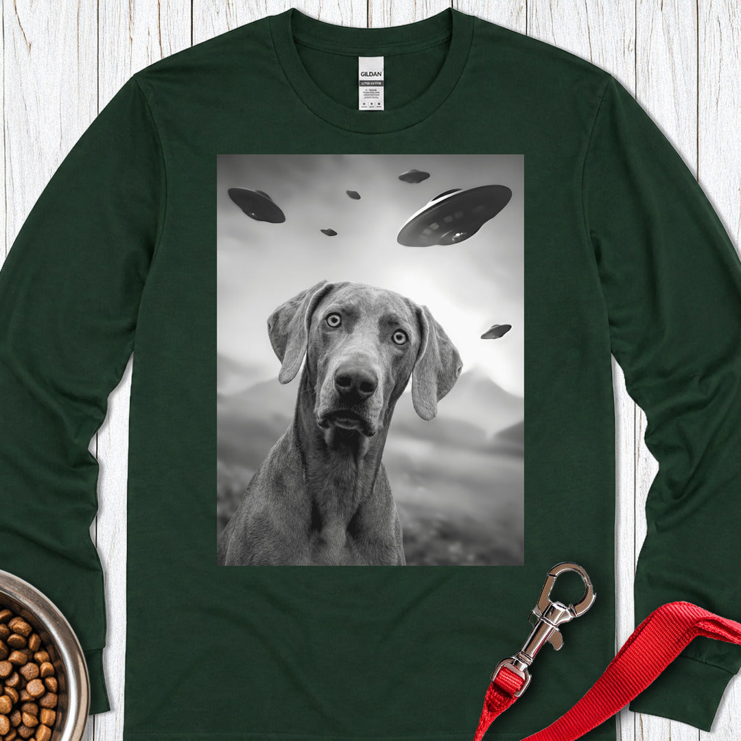 Weimaraner UFO Long Sleeve — Forest Green