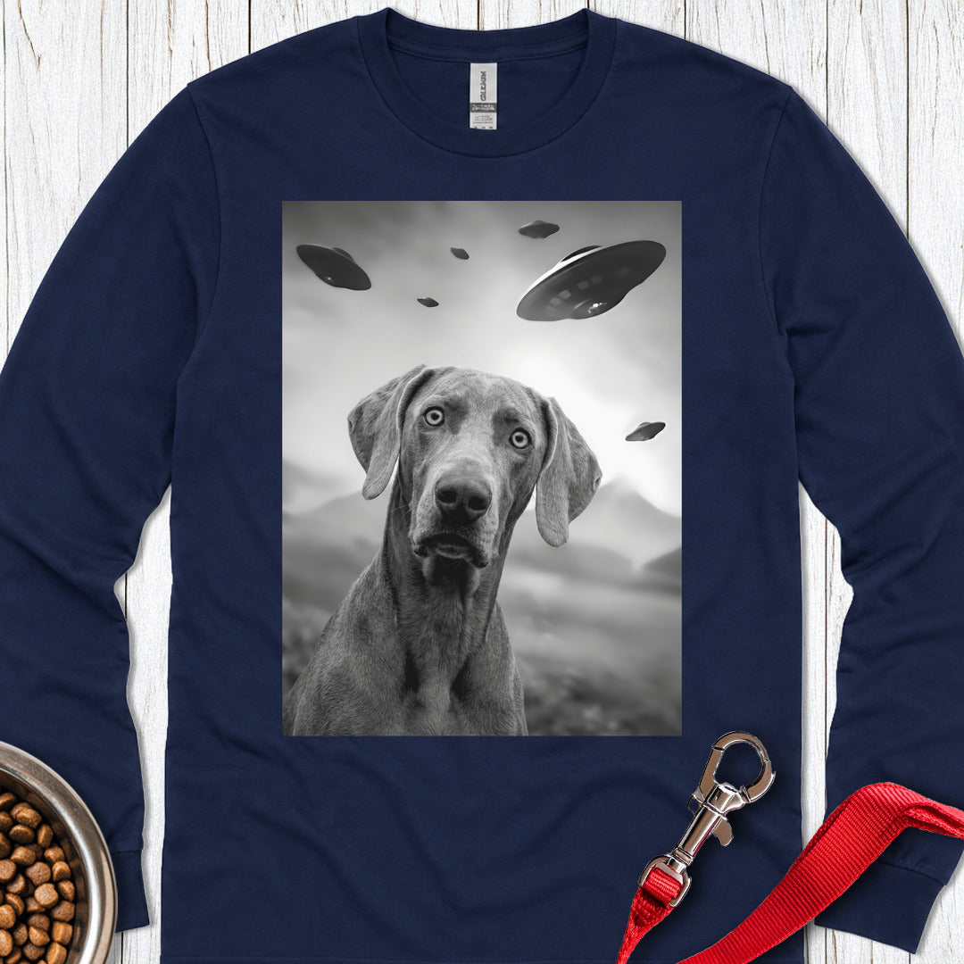 Weimaraner UFO Long Sleeve — Navy