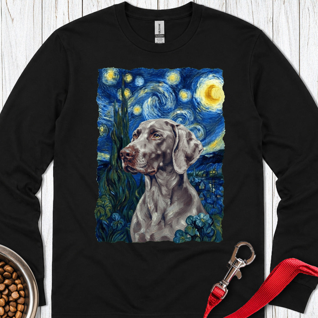 Weimaraner Van Gogh Long Sleeve — Black