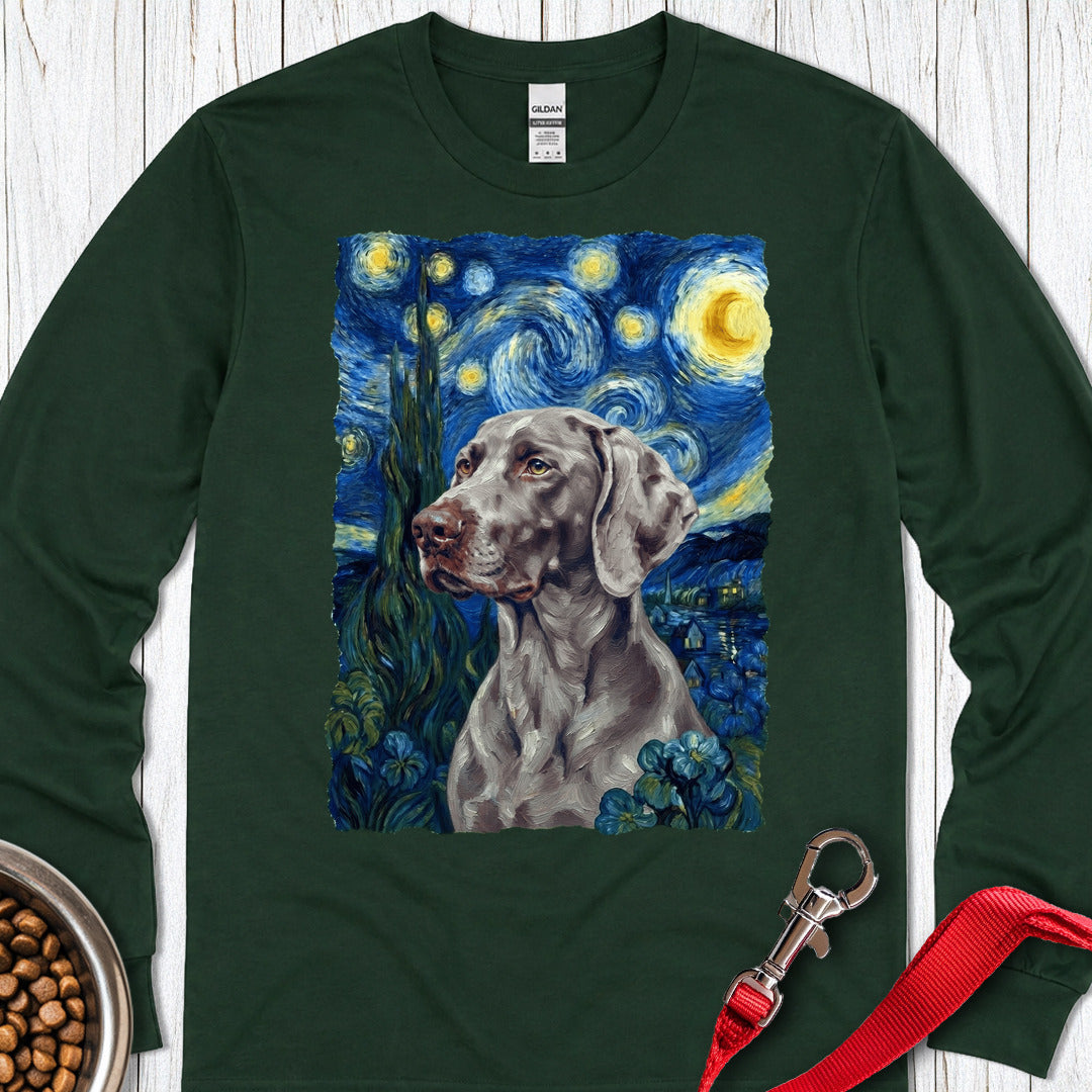 Weimaraner Van Gogh Long Sleeve — Forest Green
