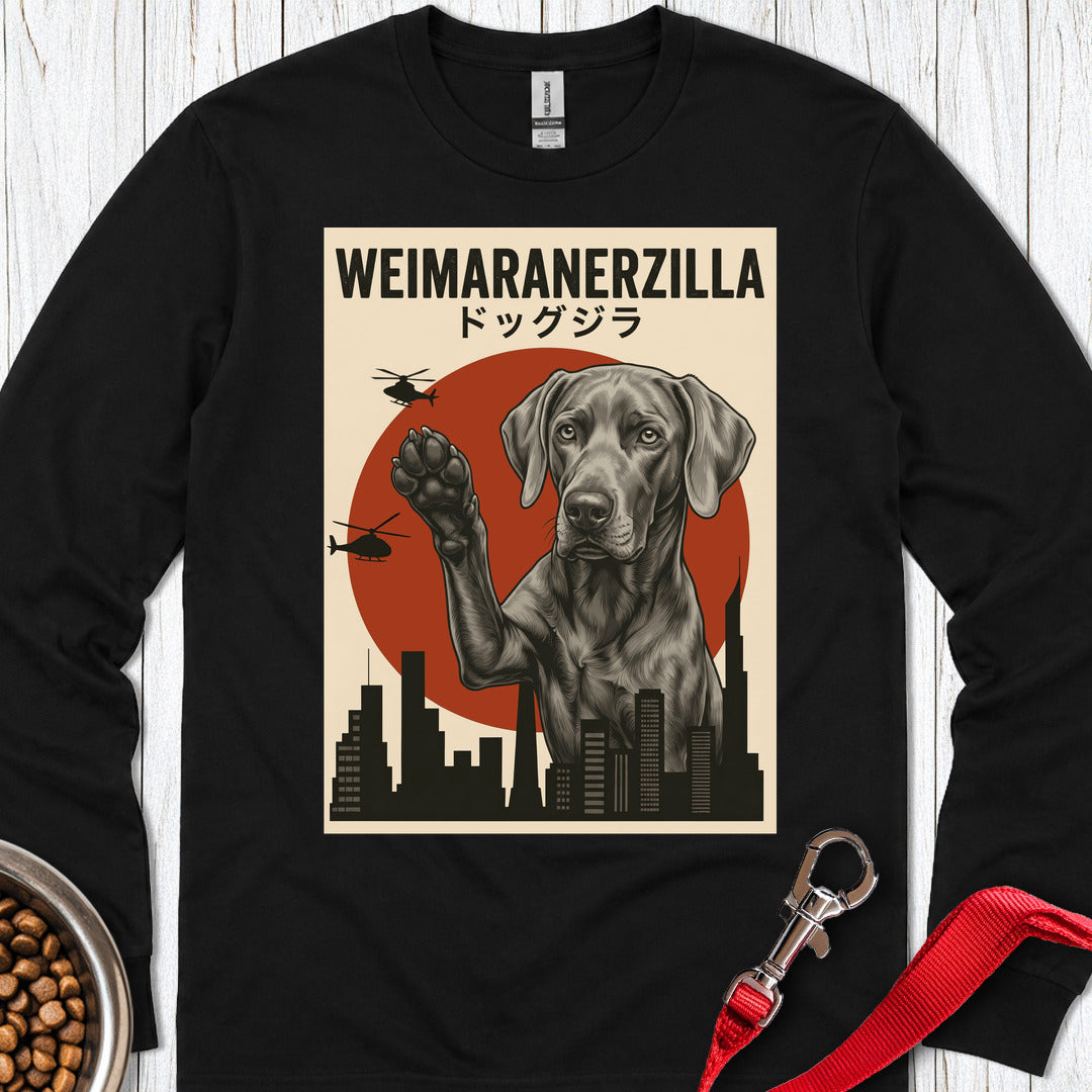 Weimaraner Weimaranerzilla Long Sleeve — Black