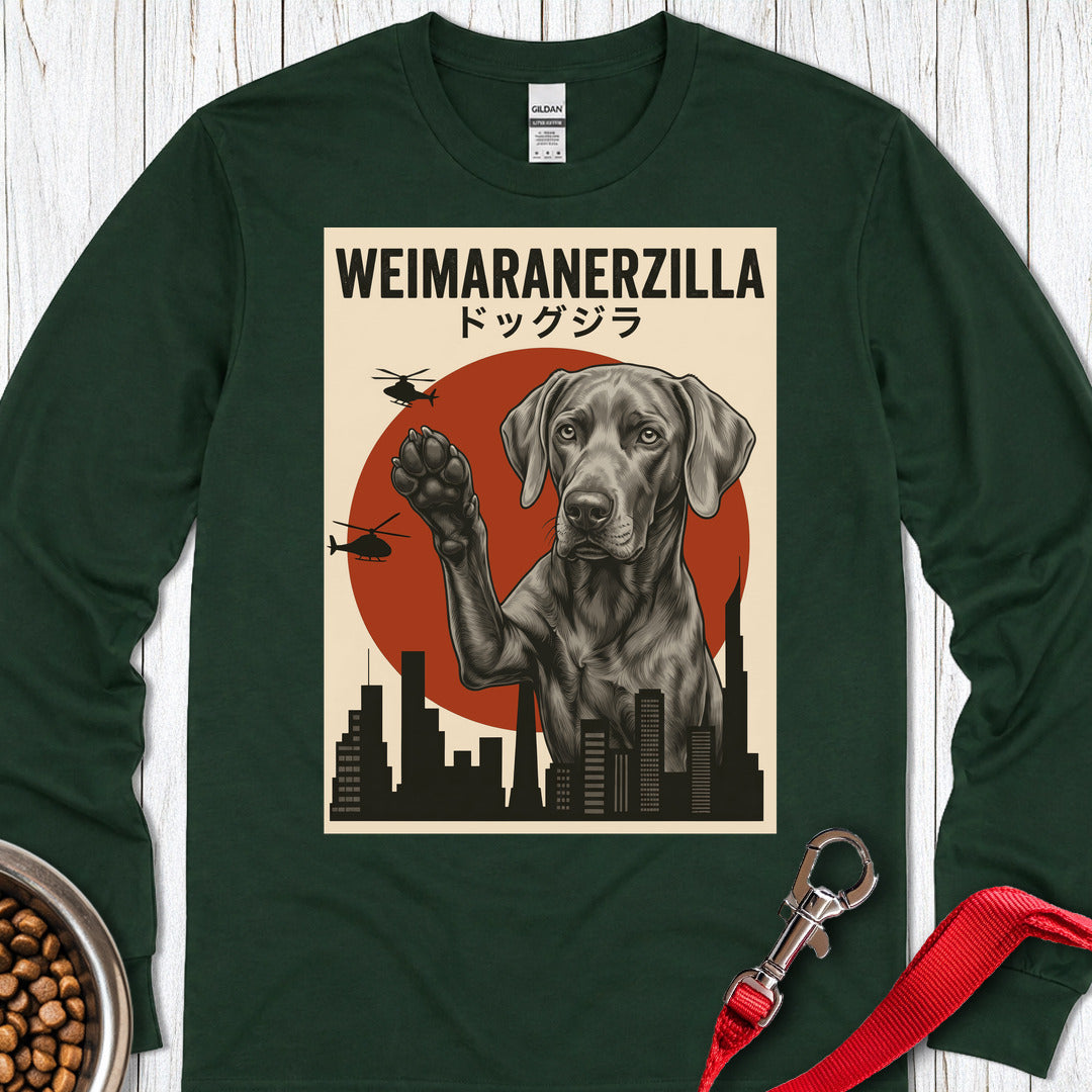 Weimaraner Weimaranerzilla Long Sleeve — Forest Green
