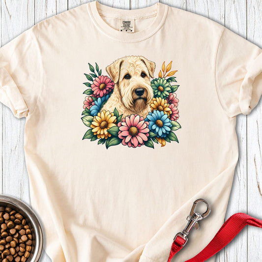 Wheaten Terrier Flower Wreath Premium Tee Ivory