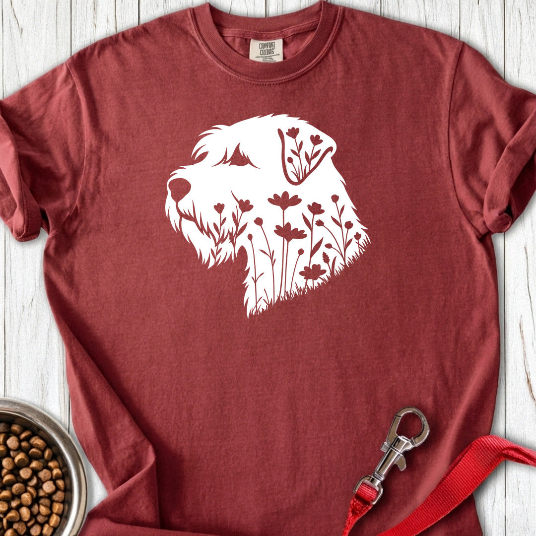 Wheaten Terrier Flowers Premium Tee — Brick