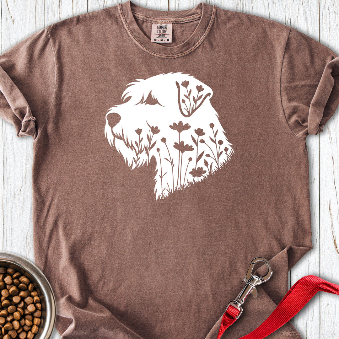 Wheaten Terrier Flowers Premium Tee — Espresso