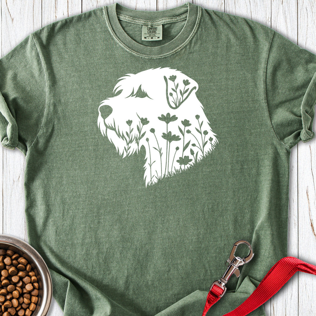 Wheaten Terrier Flowers Premium Tee — Moss