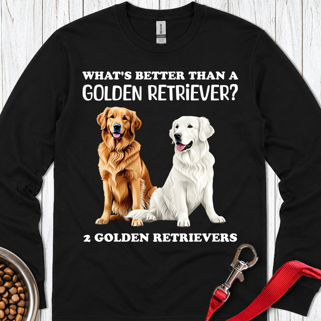 White & Golden Retriever Long Sleeve — Black