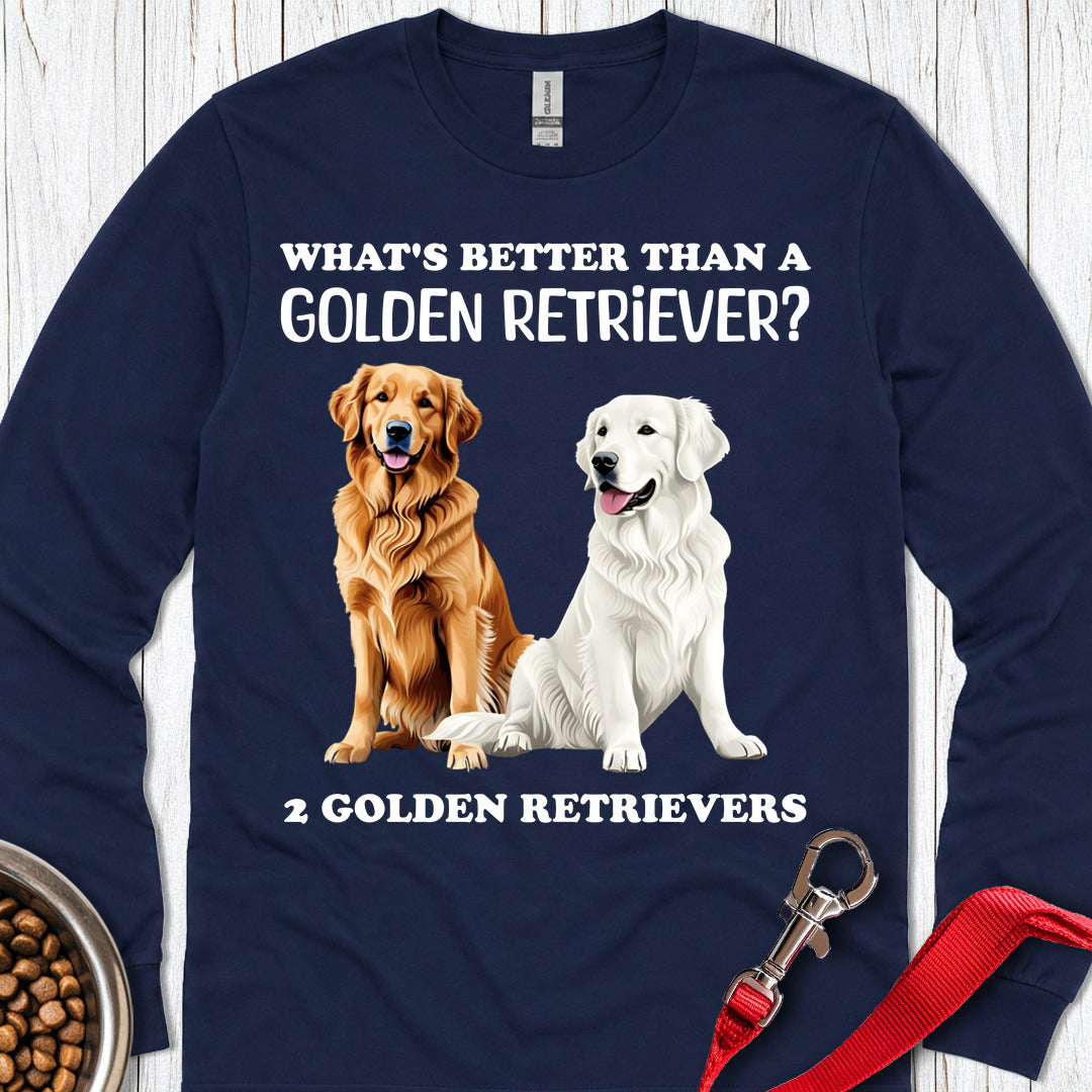 White & Golden Retriever Long Sleeve — Navy