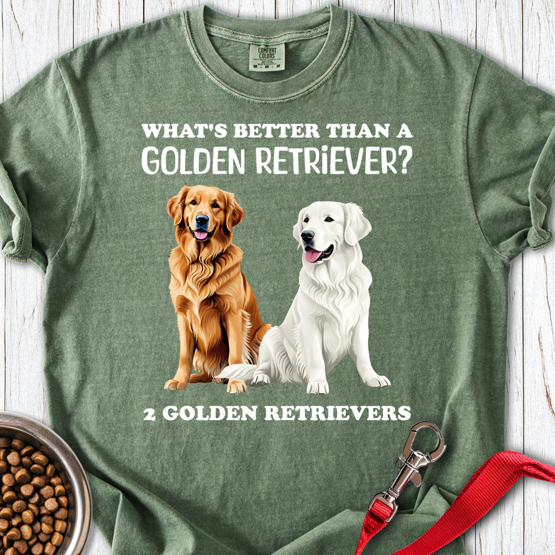 White & Golden Retriever Premium Tee — Moss