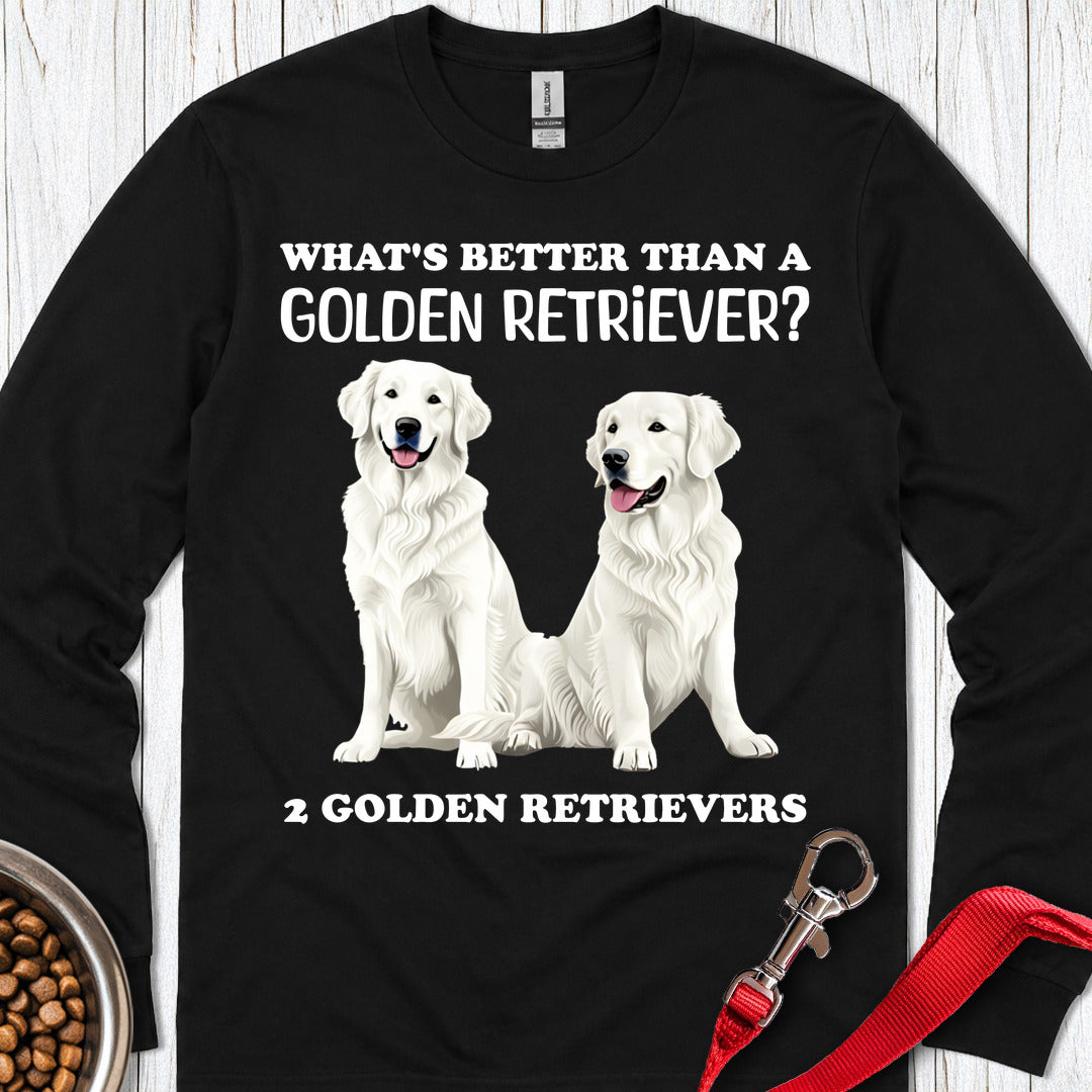 White Golden Retrievers Long Sleeve — Black