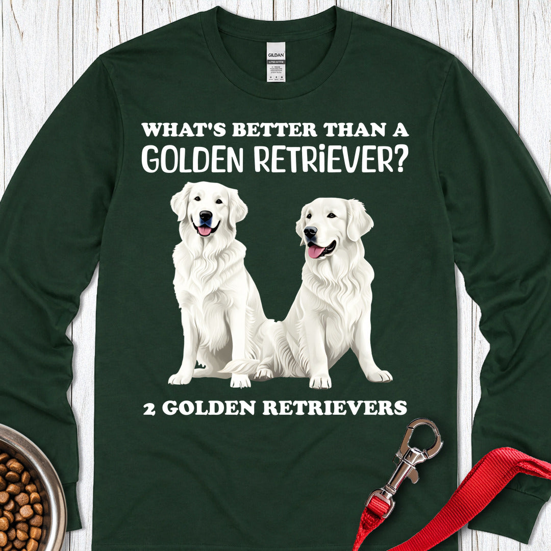 White Golden Retrievers Long Sleeve — Forest Green