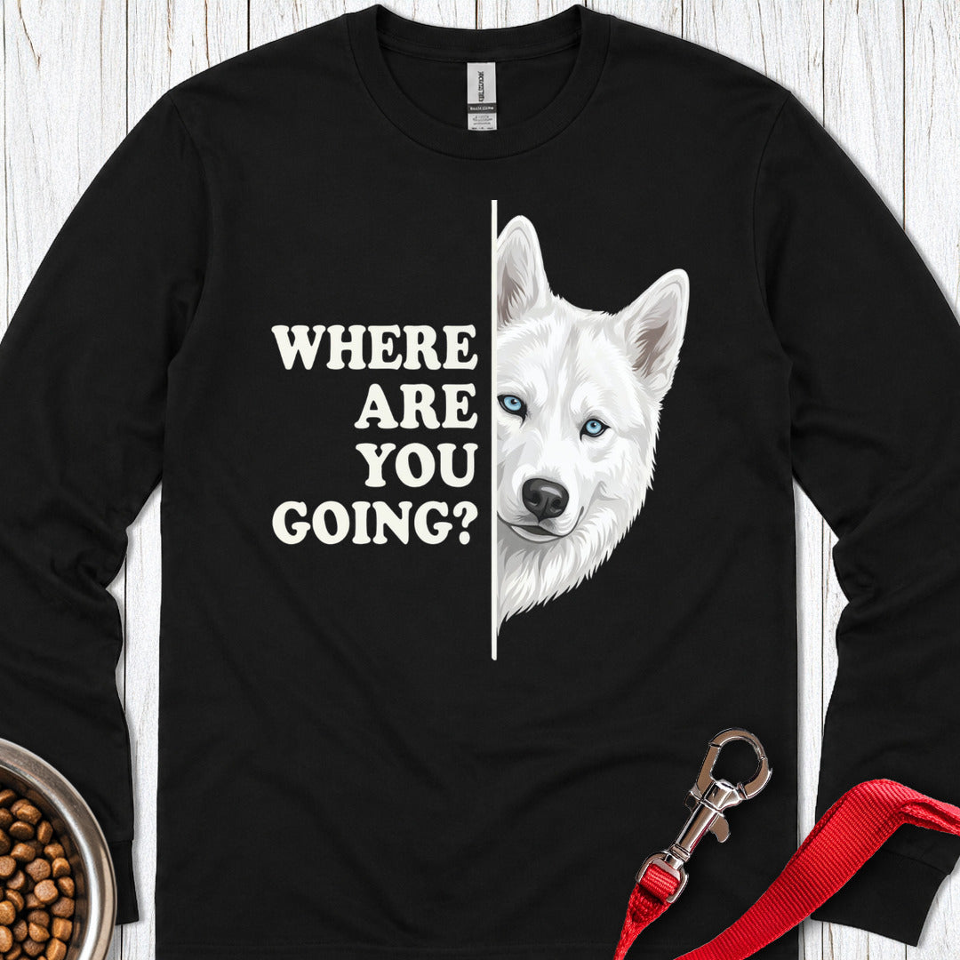 White Husky Alert Long Sleeve — Black