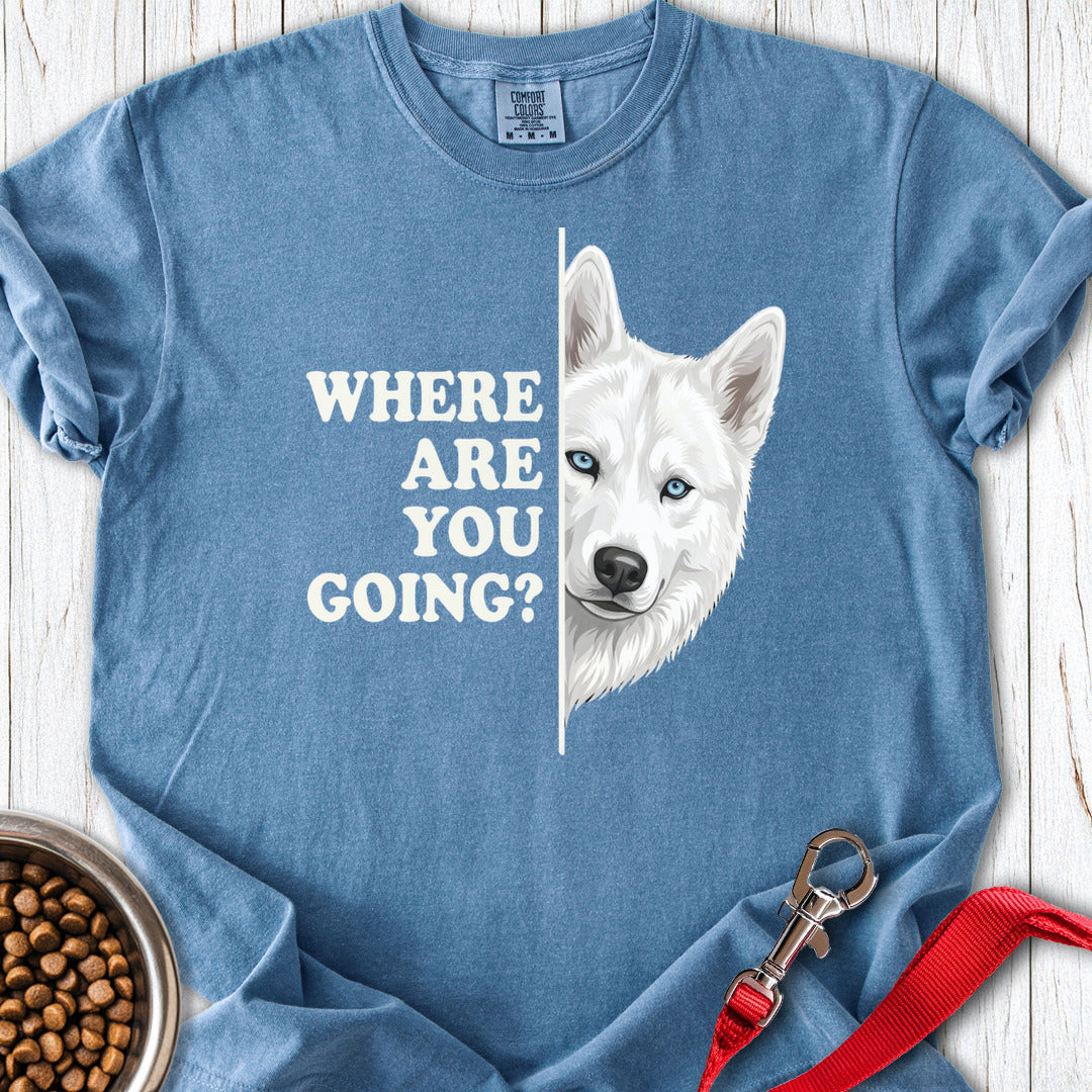 White Husky Alert Premium Tee Blue Jean