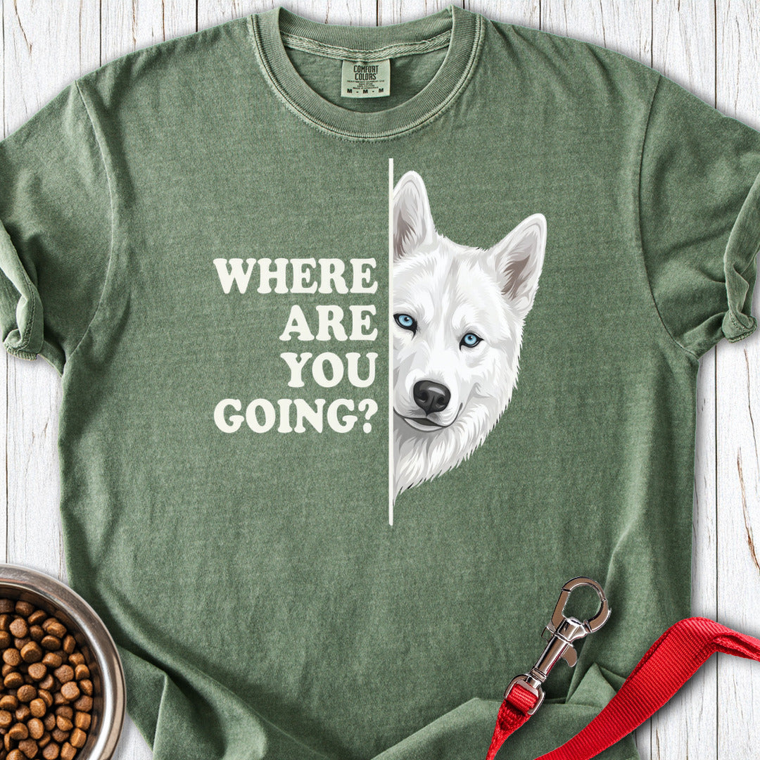 White Husky Alert Premium Tee Moss