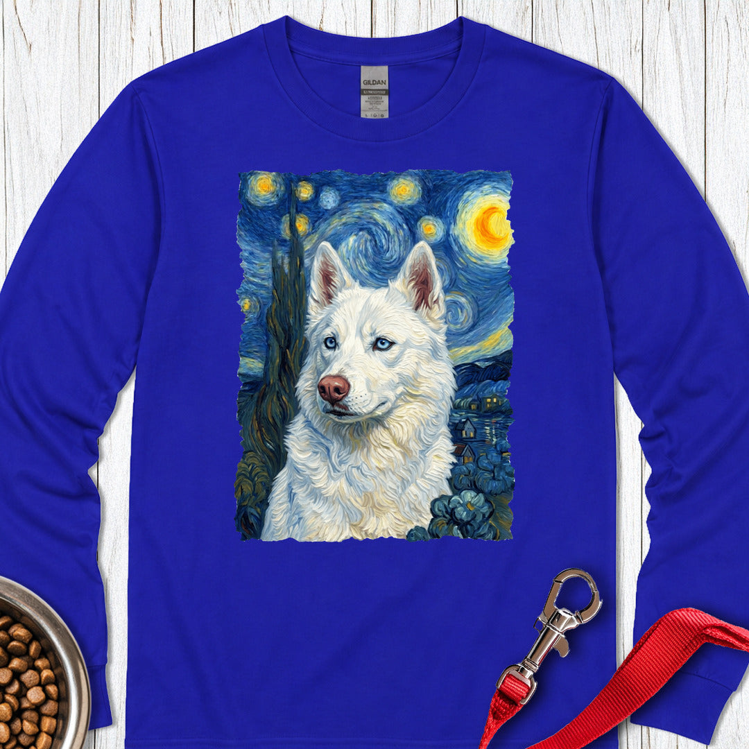 White Husky Van Gogh Long Sleeve — Royal