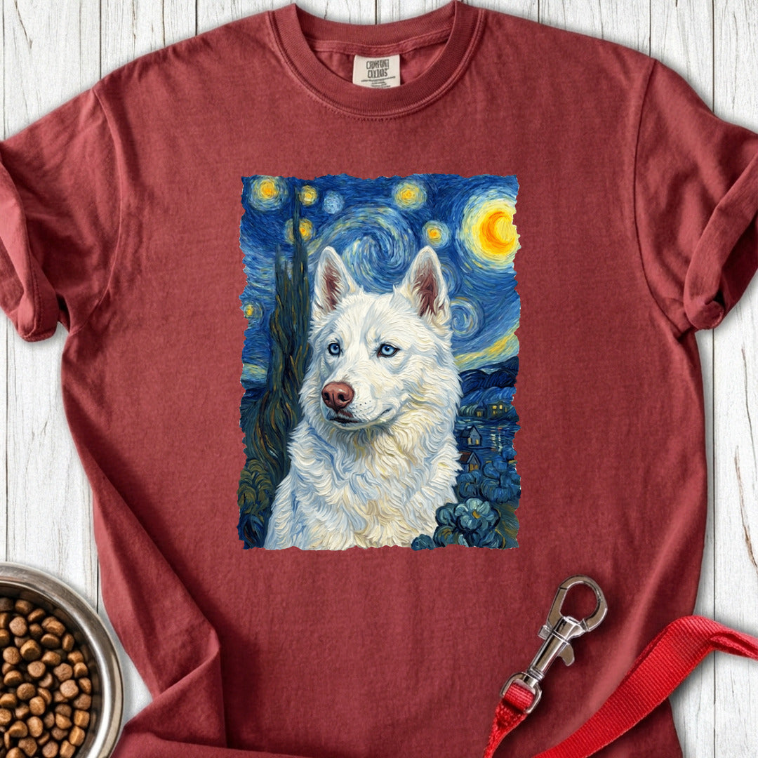 White Husky Van Gogh Premium Tee Brick