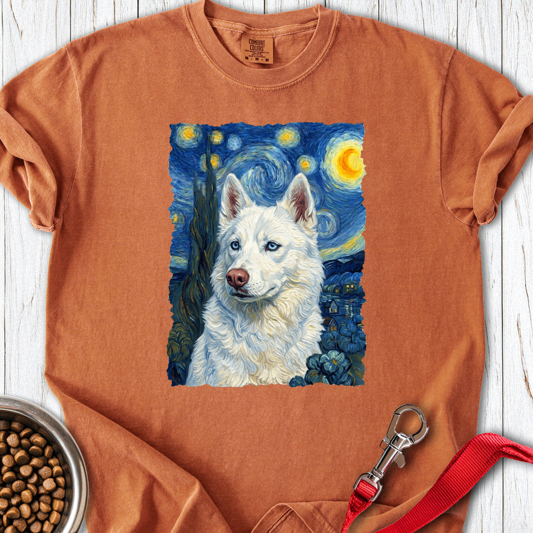 White Husky Van Gogh Premium Tee Yam