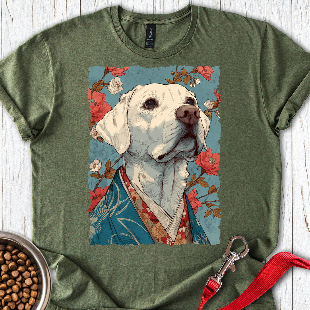 White Labrador Japanese Art Military Green