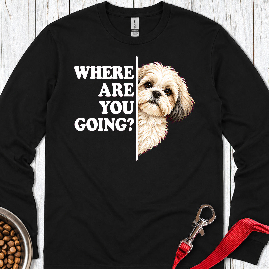 White Shih Tzu Alert Long Sleeve — Black