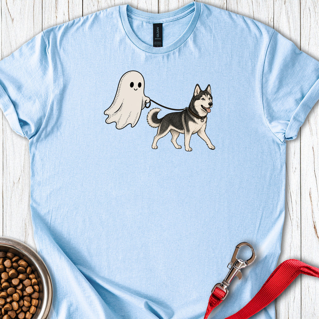 White Siberian Husky Ghost Halloween Light Blue
