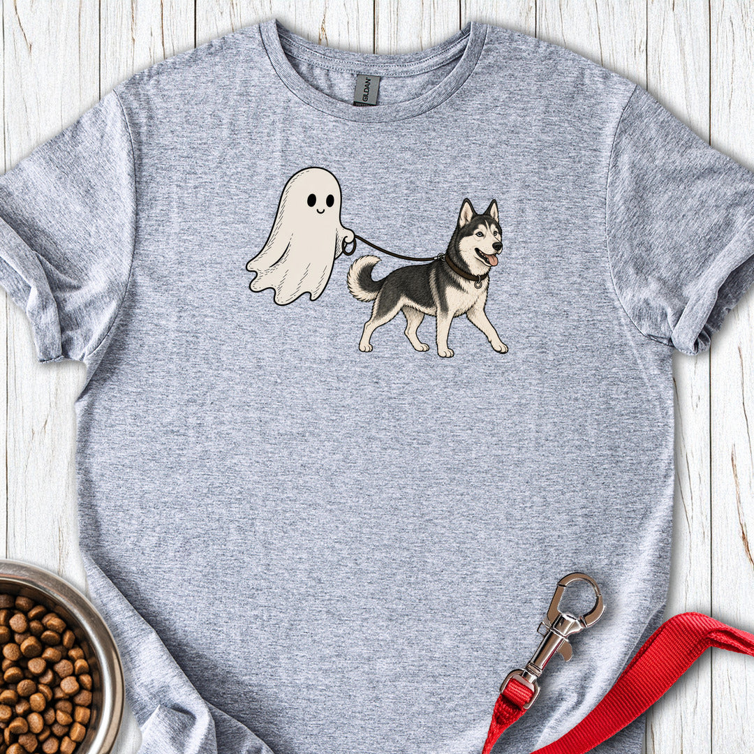 White Siberian Husky Ghost Halloween Sport Grey