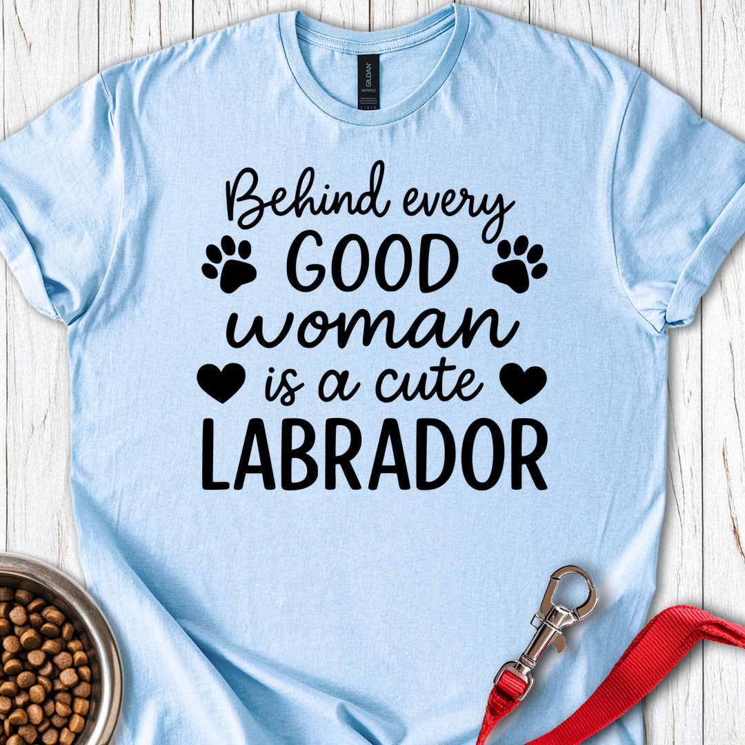 Woman and Labrador Light Blue
