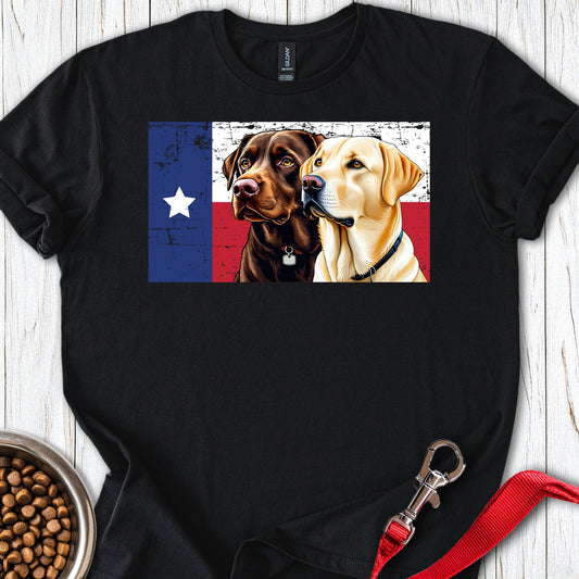 Yellow & Chocolate Lab Texas Flag Black