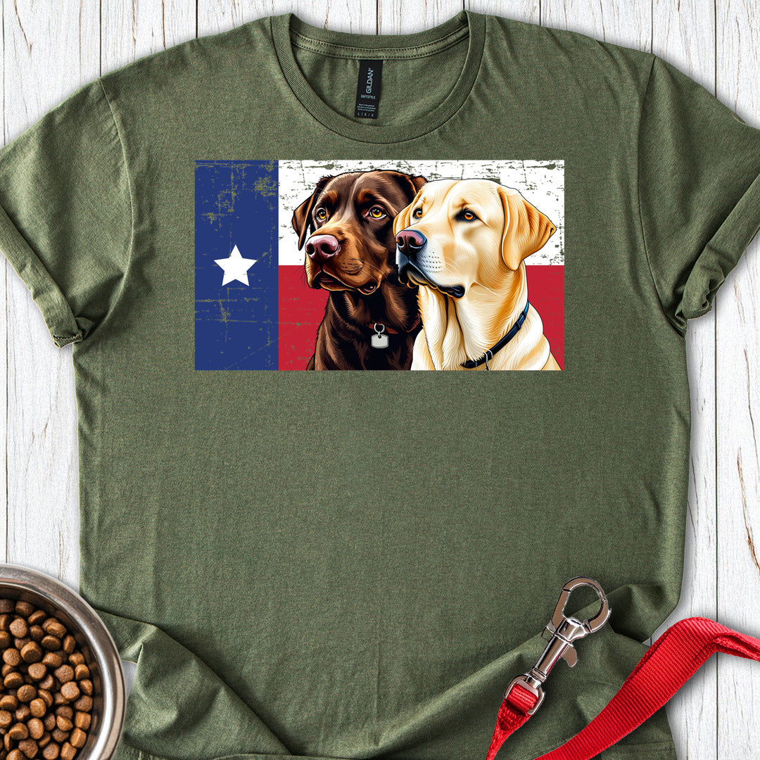 Yellow & Chocolate Lab Texas Flag Military Green