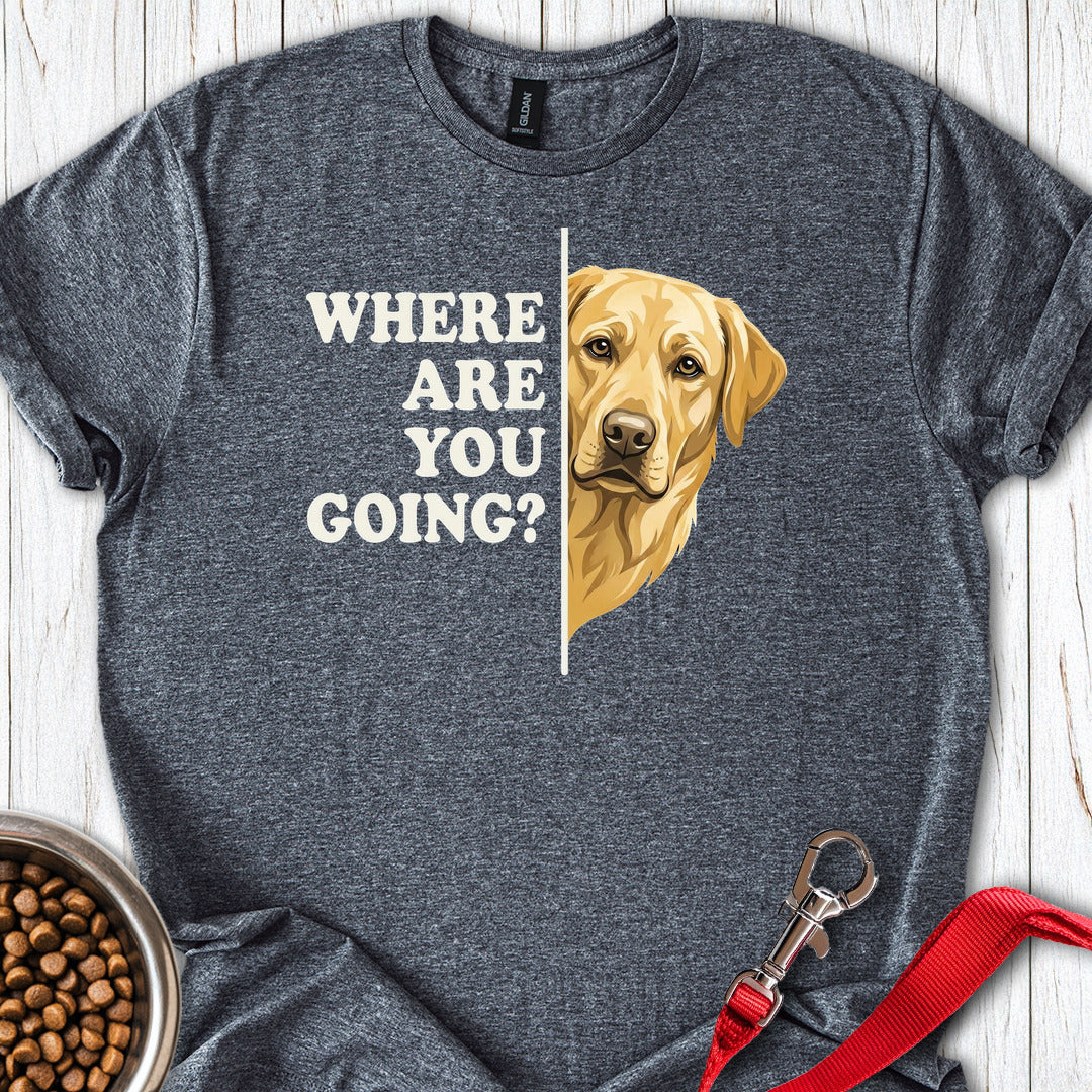 Yellow Lab Following Dark Heather