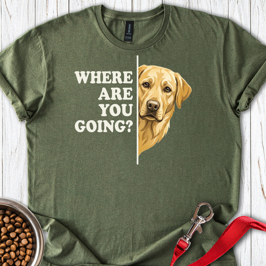Yellow Lab Following Military Green