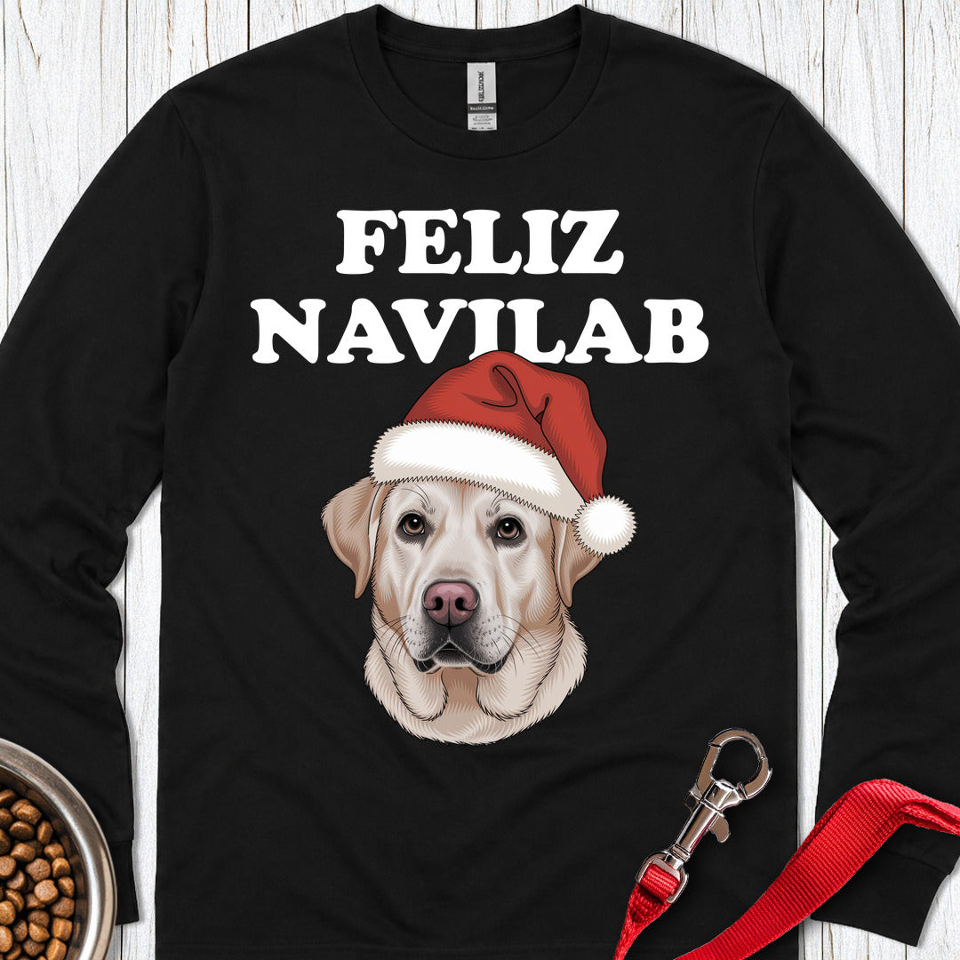 Yellow Lab Funny Christmas Long Sleeve — Black