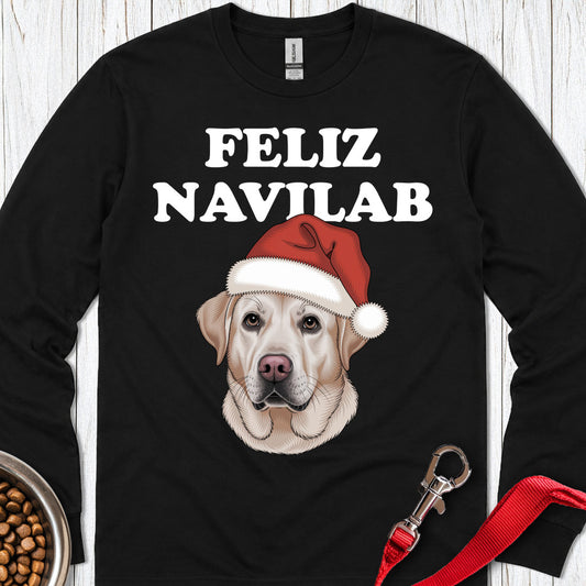 Yellow Lab Funny Christmas Long Sleeve Black