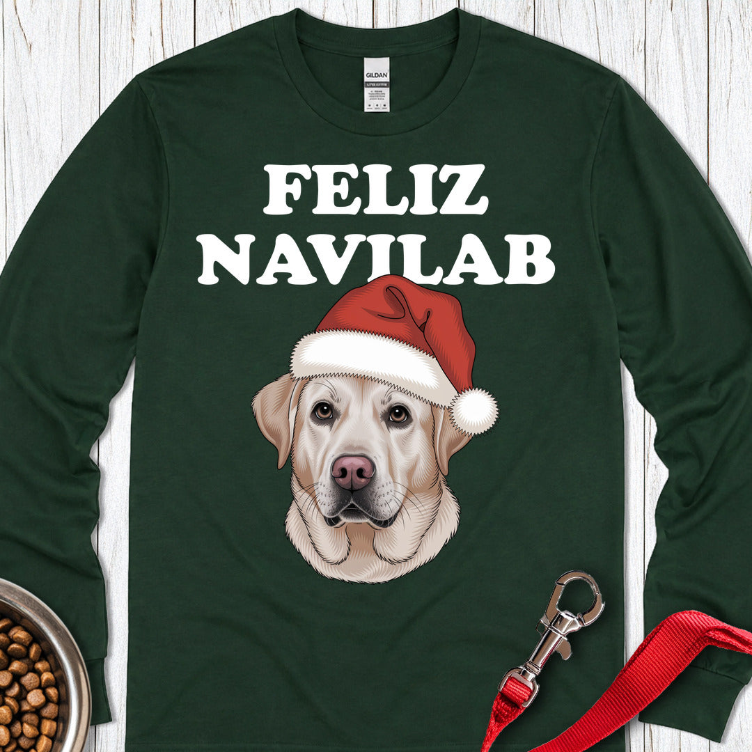 Yellow Lab Funny Christmas Long Sleeve — Forest Green