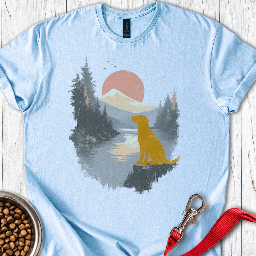 Yellow Lab Lake Light Blue