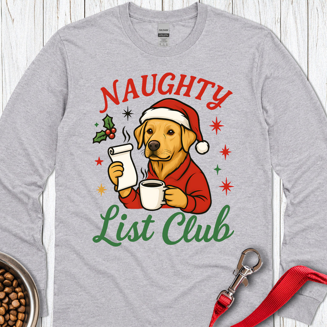 Yellow Lab Naughty List Club Long Sleeve — Sport Grey