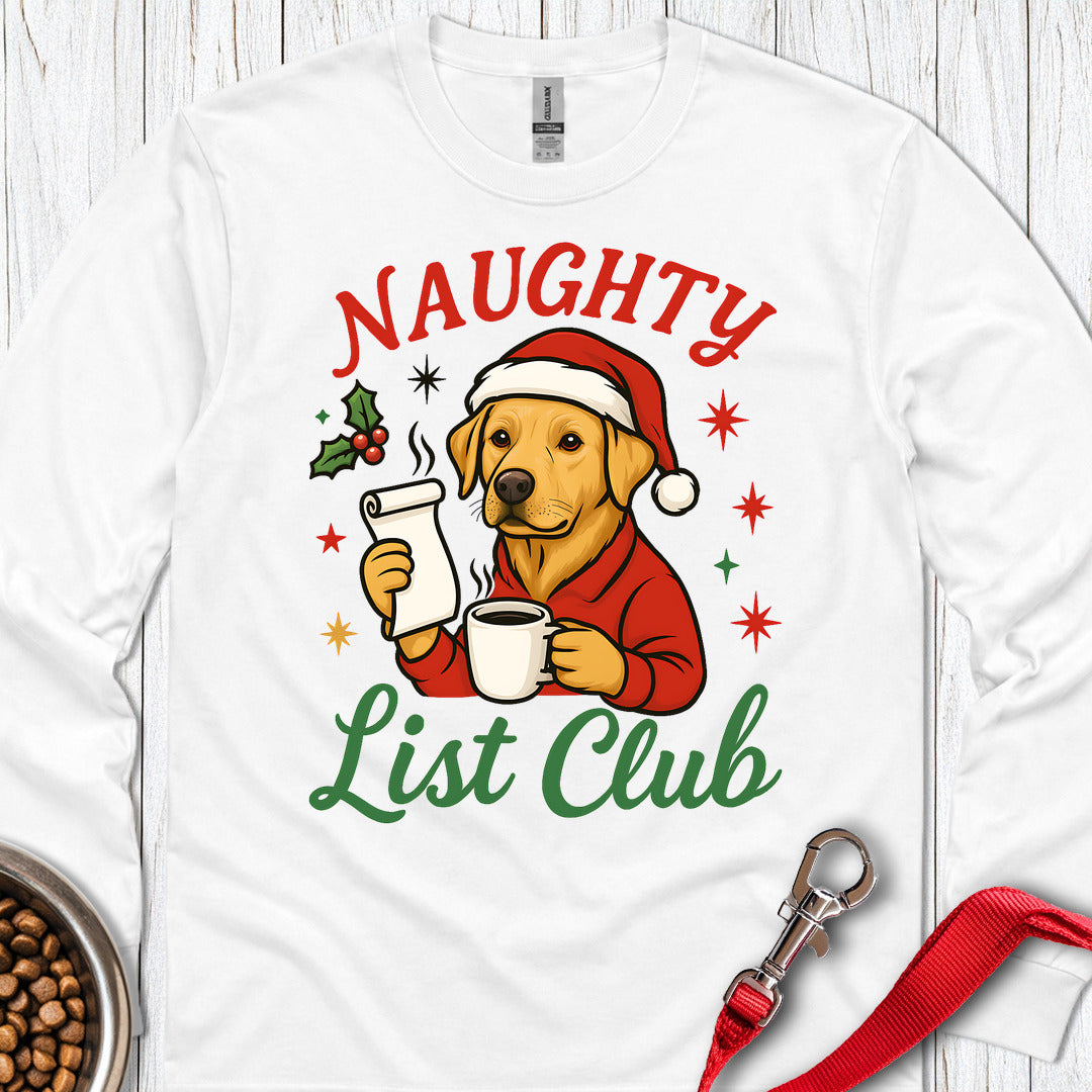 Yellow Lab Naughty List Club Long Sleeve — White