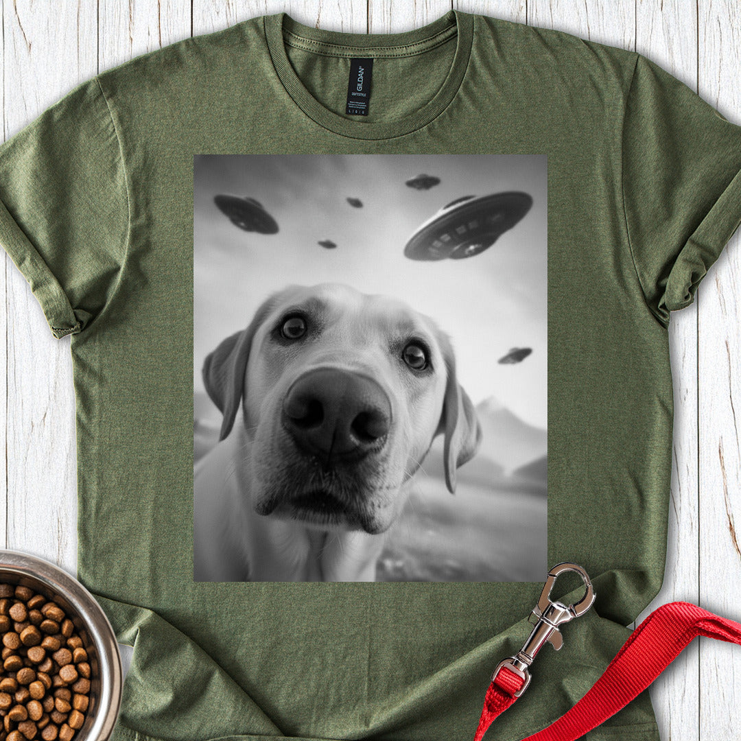 Yellow Lab UFO Selfie Military Green