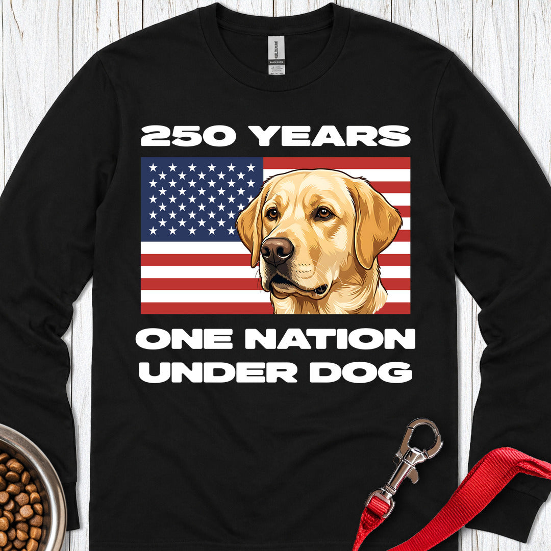 Yellow Labrador 250 Years USA Long Sleeve — Black